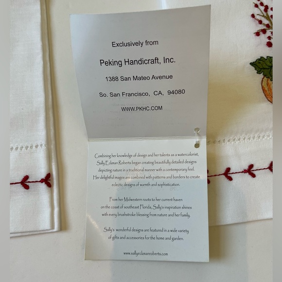 PEKING HANDICRAFT NATURES HARVEST PUMPKIN DESIGNS GUEST TOWELS. SET OF 2. NEW - Picture 6 of 6